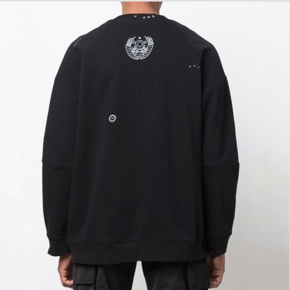 TTSWTRS  Logo Crew Neck Black Sweatshirt UNIFIT Distressed - Picture 3 of 11
